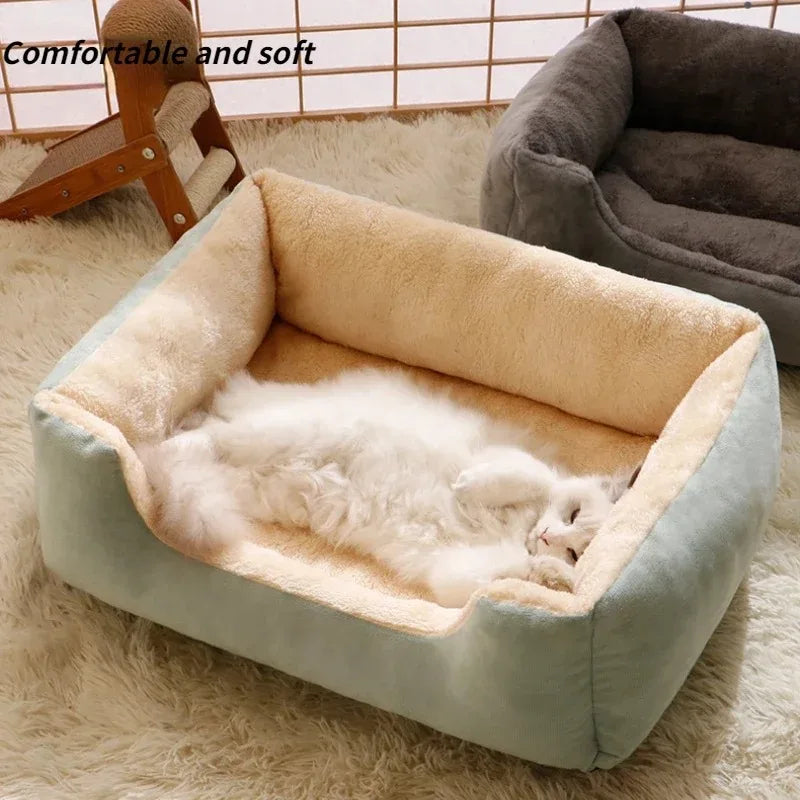 Cozy Winter Cat Bed House - Plush Cushion Nest Basket for Cats & Small Dogs