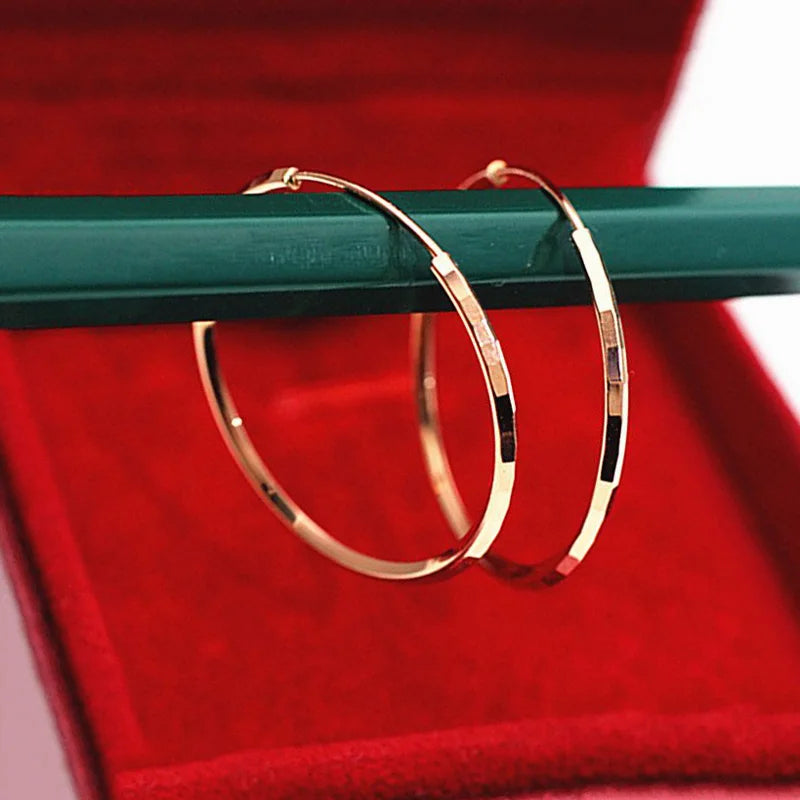 585 Purple Gold Faceted Shiny Ear Rings for Women New in Plated 14K Rose Gold c