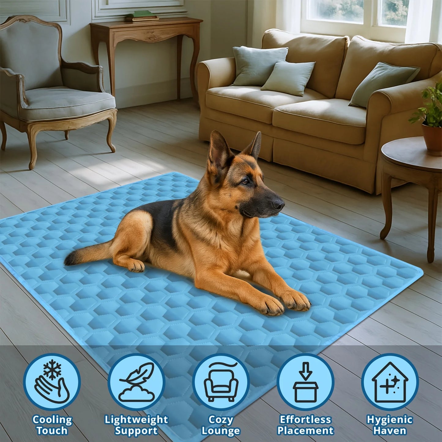 Ice Silk Dog Cooling Mat, Washable & Portable Summer Pet Sleeping Pad