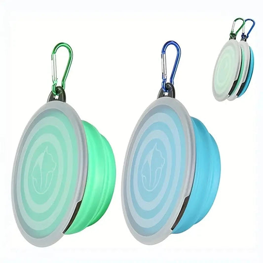 Collapsible Travel Dog Bowls with Lids - 2 Pack Portable Food & Water Dishes