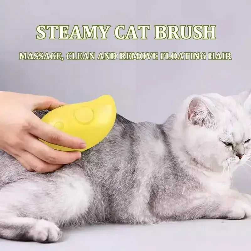 3-in-1 Electric Pet Steam Brush – Cat & Dog Grooming Brush with Spray & Massage Comb