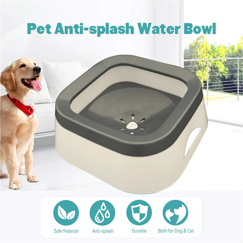 Anti-Splash Floating Dog Water Bowl - 1L No-Spill Large Capacity Drinker