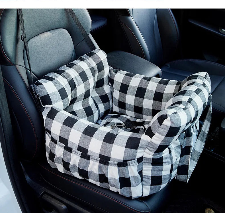 Dog Car Seat with Safety Belt, Washable Non-Slip Pet Booster Bed