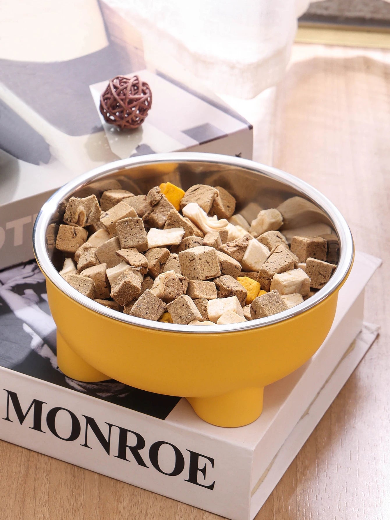1PC Four-Legged Solid Color Stainless Steel Pet Dog Bowl And Cat Bowl For Indoor And Outdoor Use