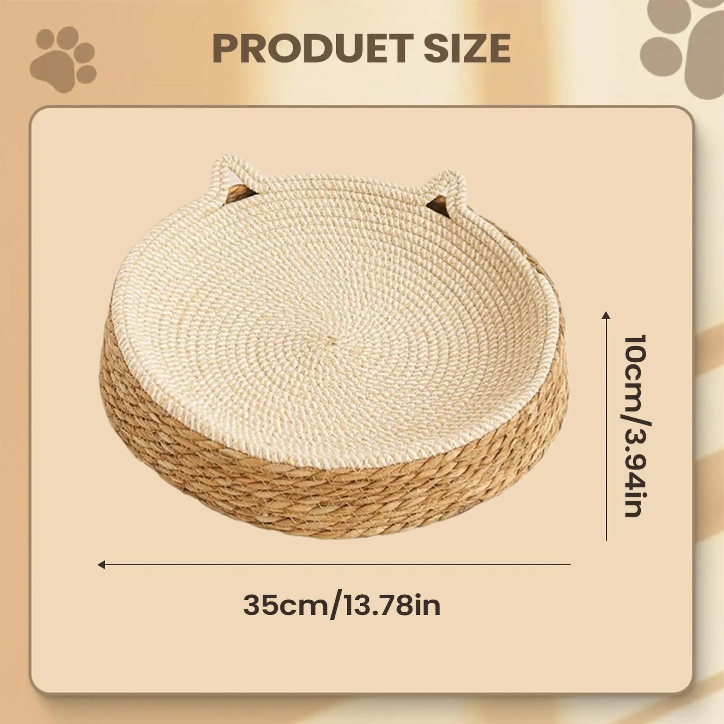 Natural Rattan Woven Cat Bed Sofa – Wear-Resistant Scratch Board Lounge
