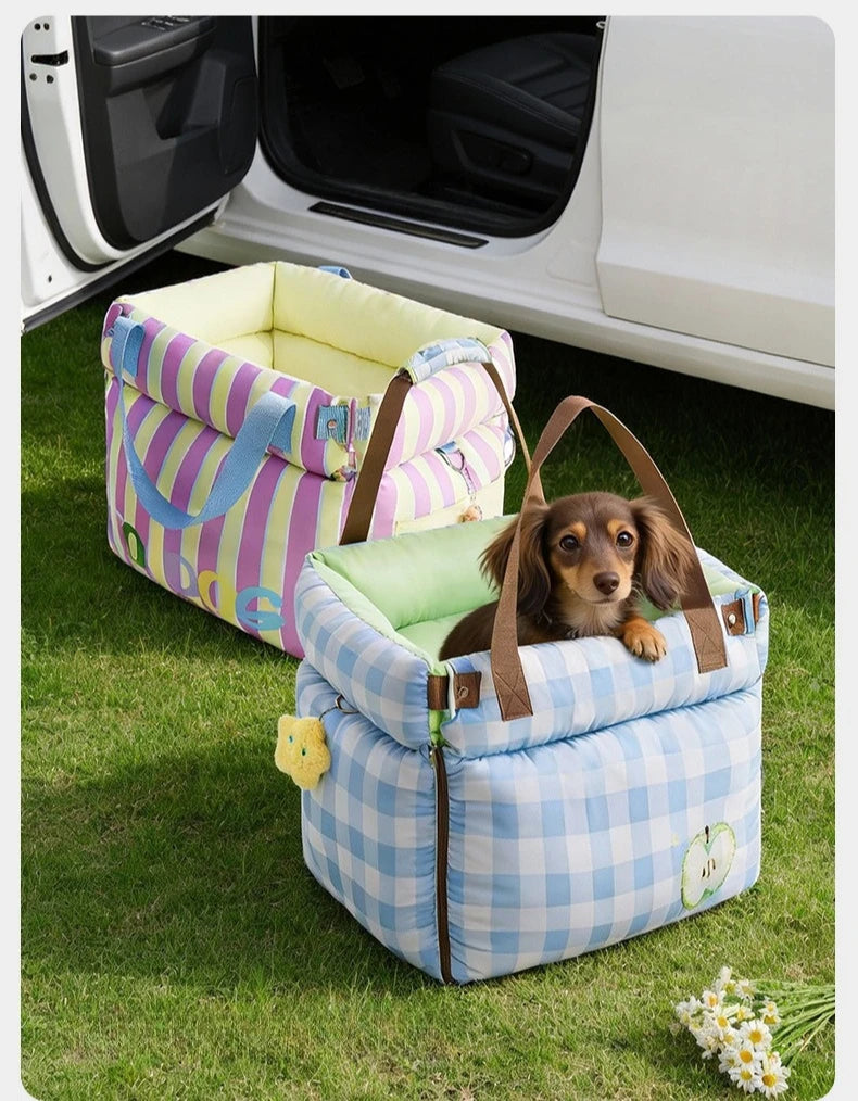 2-in-1 Pet Car Seat Carrier, Waterproof Detachable Travel Bag