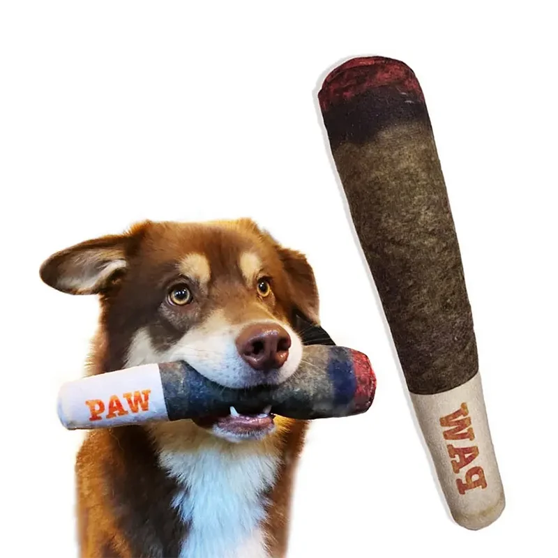 Funny Cigar Plush Dog Toy - Interactive Squeaky Birthday Gift