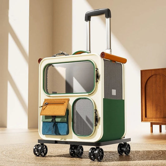 Rolling Cat Carrier with Wheels – Pet Travel Carrier for Large Cats & Small Dogs Up to 10kg