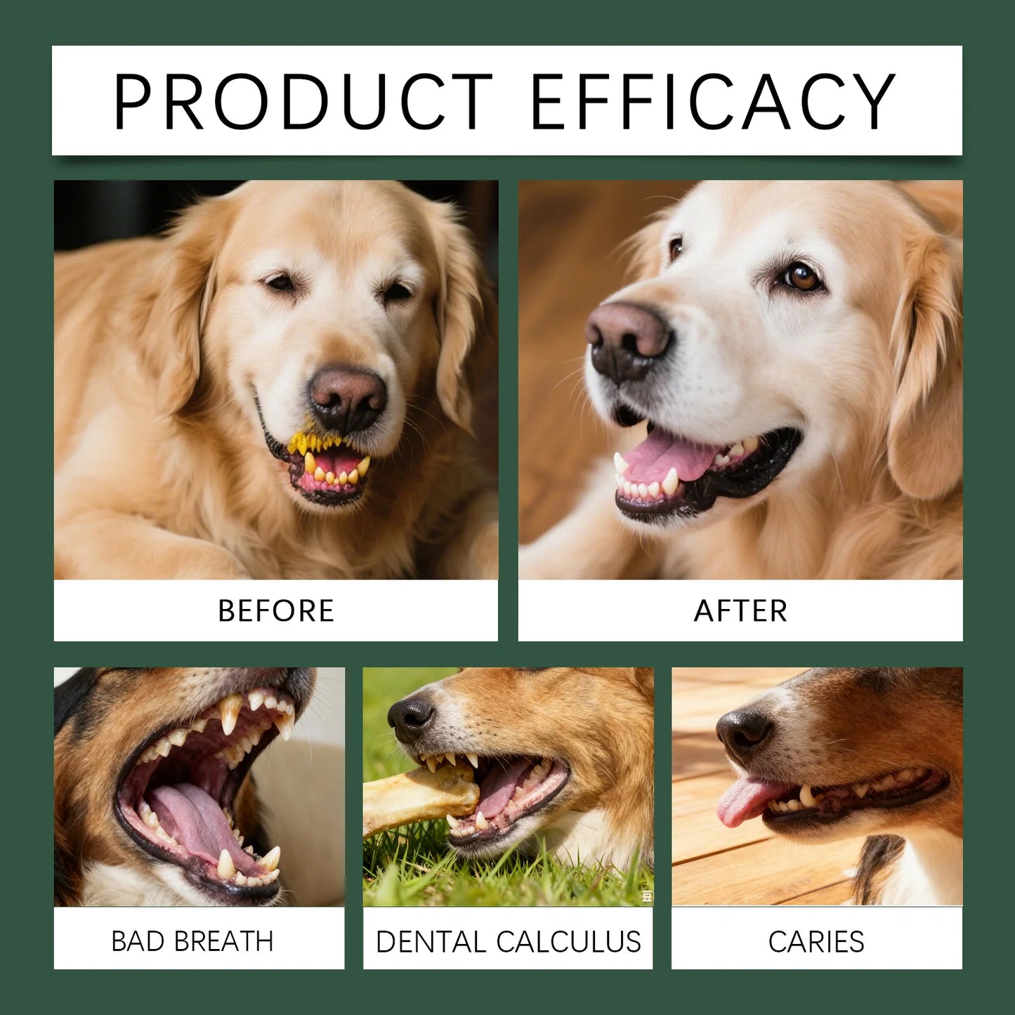 Natural Enzyme Dog Dental Powder - Cat Breath Freshener & Plaque Control