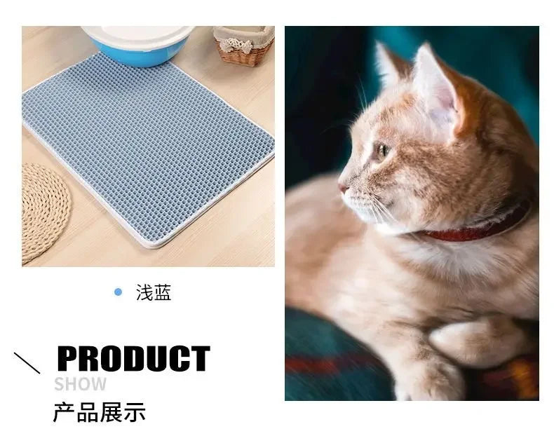 Double-Layer Waterproof Cat Litter Mat – Non-Slip Washable Trapping Pad