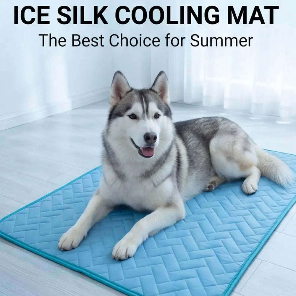 Self-Cooling Dog Mat for Large Dogs, Washable Breathable Ice Silk Bed