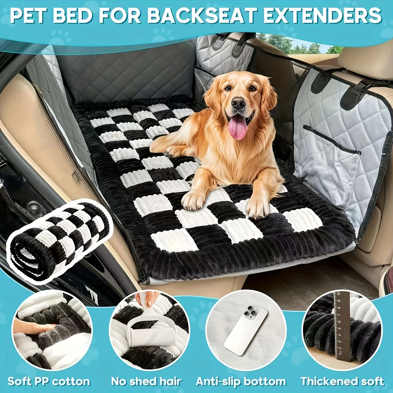 Dog Car Seat Cover and Travel Mat – Non-Slip Rear Seat Protector for SUVs and Sedans