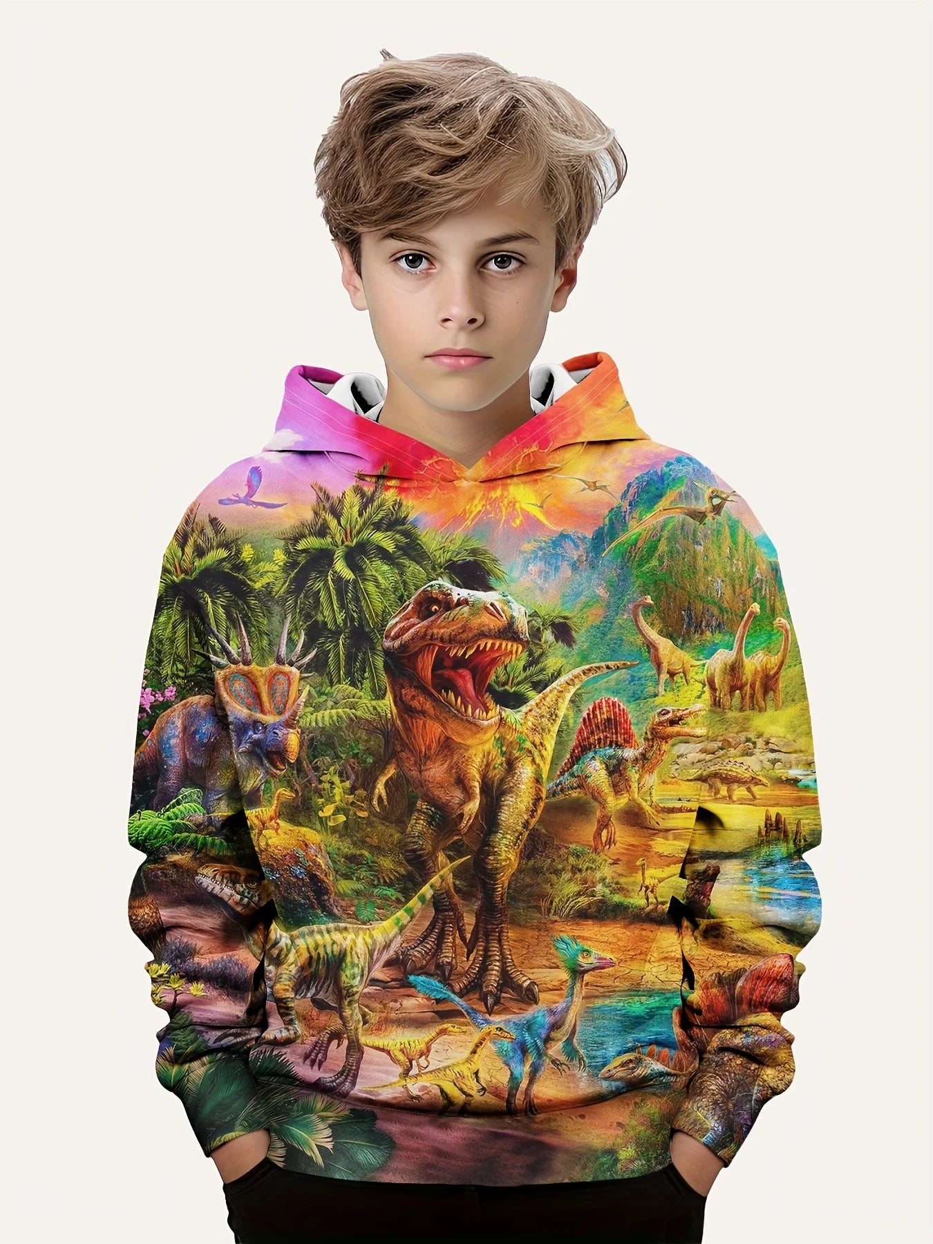 Hoodies Animal Dinosaur Pattern 3D Print Sweatshirts Boys Girls Harajuku Hooded kids Sweatshirt