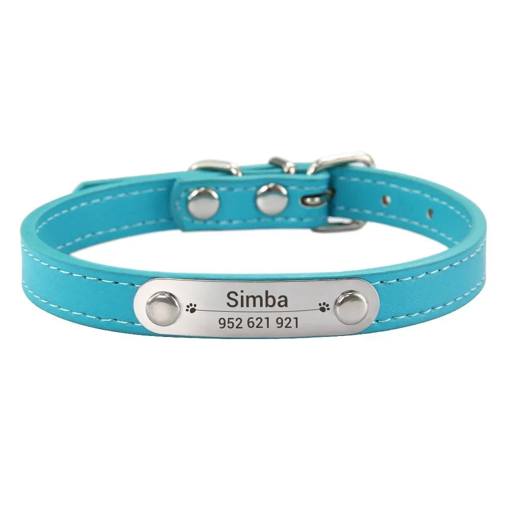 Personalized Leather Dog Collar: Custom Carved Name ID & Anti-Lost Design