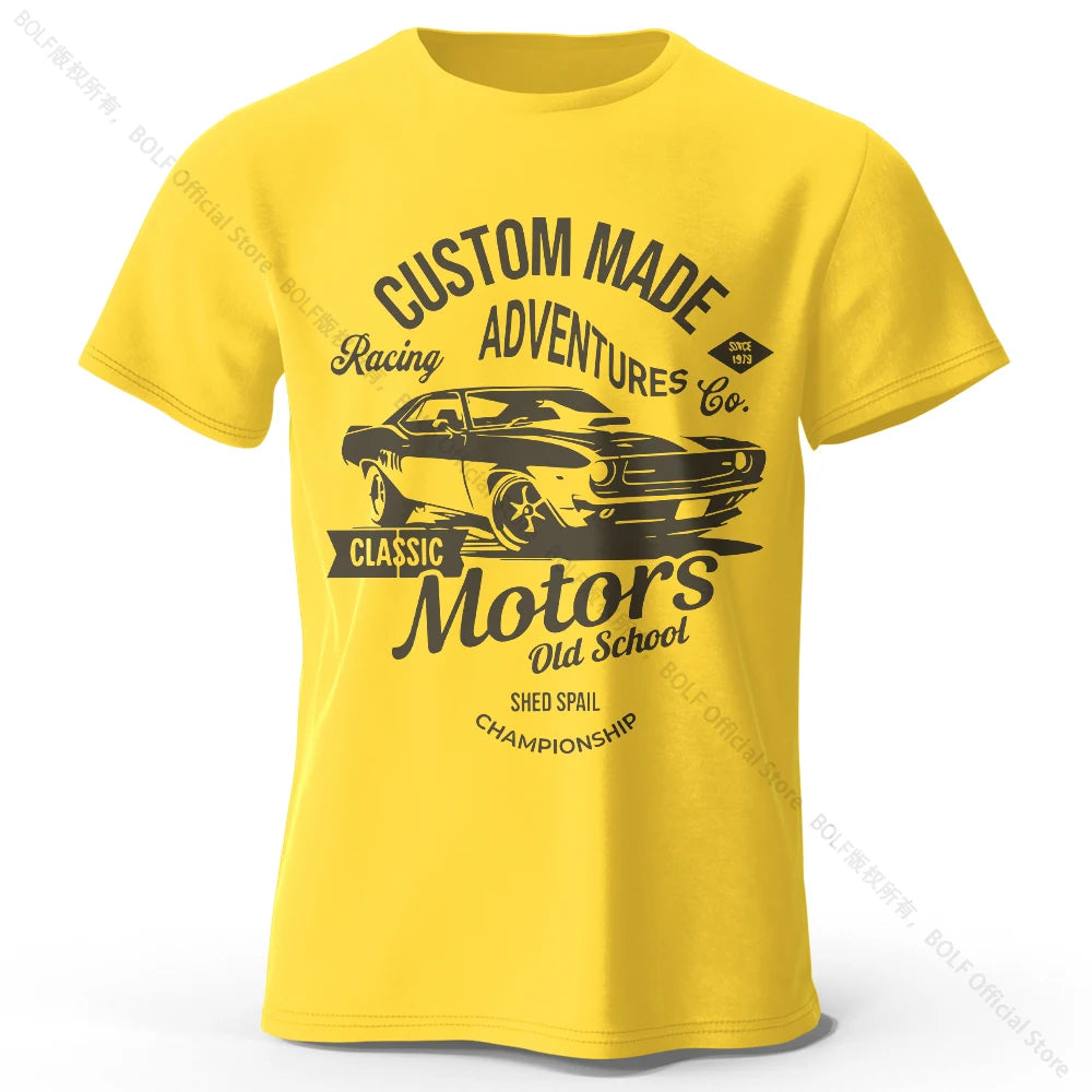 Men’s Motors Printed T-Shirt – 100% Cotton Oversized Vintage Graphic Tee for Men &amp; Women