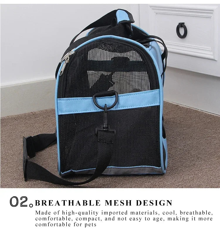 Portable Cat & Dog Carrier Bag – Foldable Breathable Mesh Pet Travel Handbag