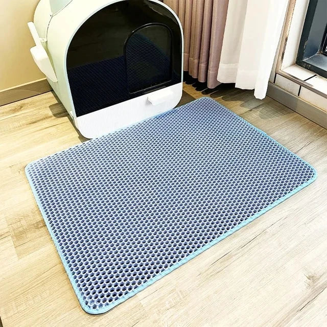 Waterproof Double-Layer Cat Litter Mat – Foldable Urine-Proof Litter Trapping Carpet for Cats
