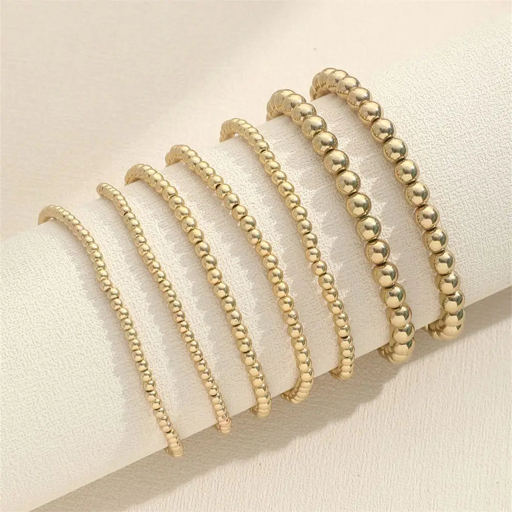 New Beaded Bracelets for Women Charm Link Chain Bracelets Bangles Handmade Gold Color