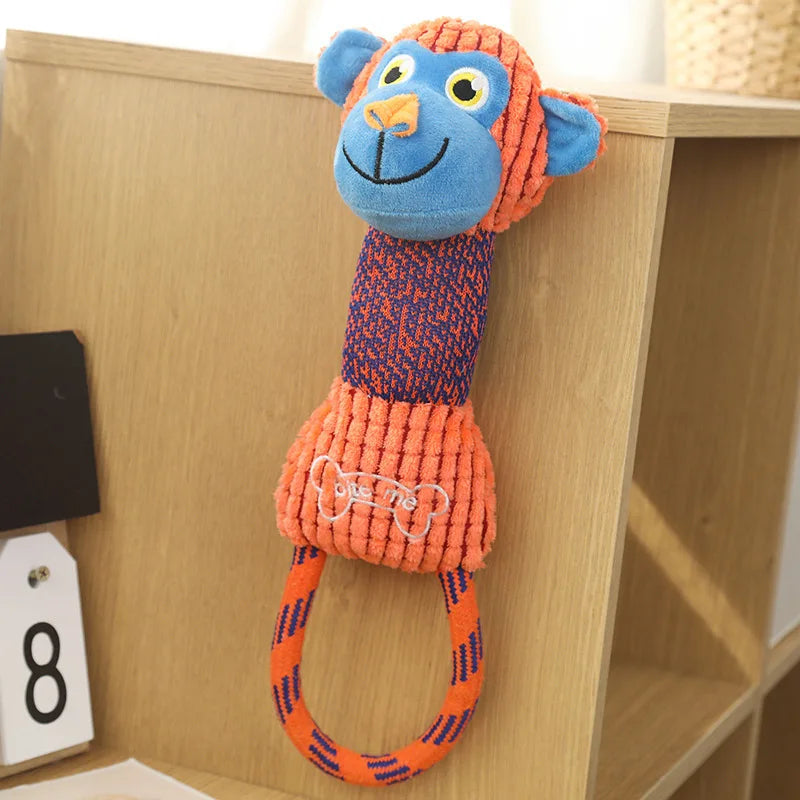 Corduroy Squeaky Dog Toy - Bite-Resistant Animal-Shaped Training Lead