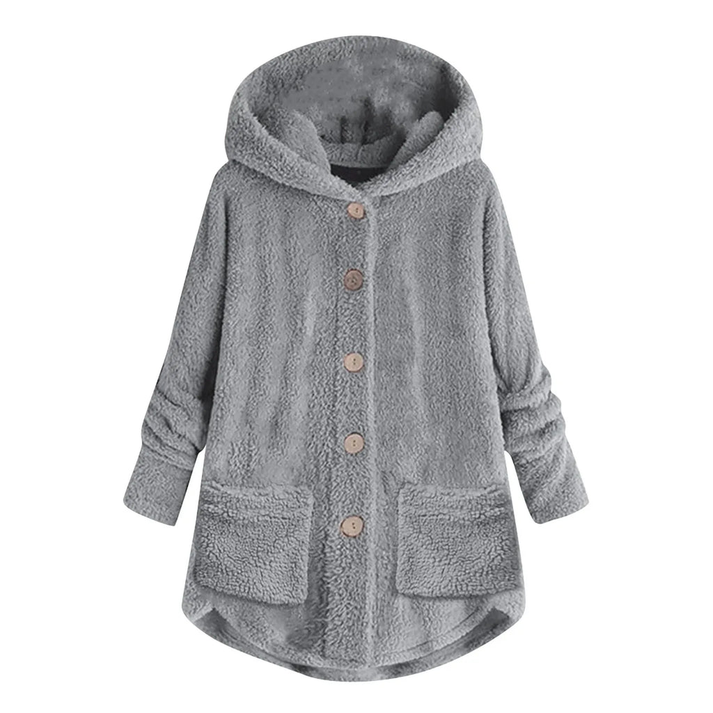 Women’s Winter Plush Coat – Cute Cat Ear Warm Jacket with Pockets - PULSE MART