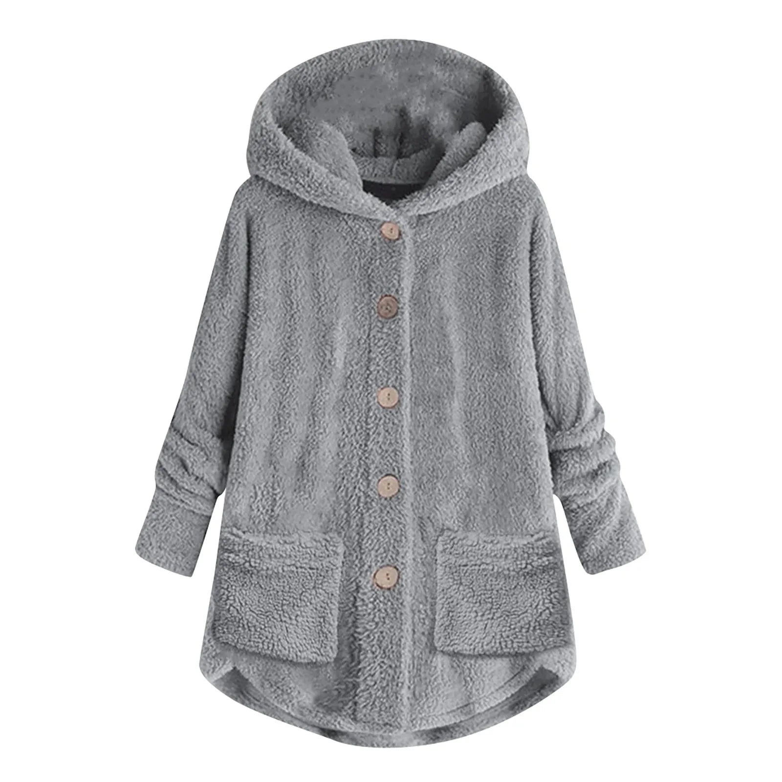 Women’s Winter Plush Coat – Cute Cat Ear Warm Jacket with Pockets - PULSE MART