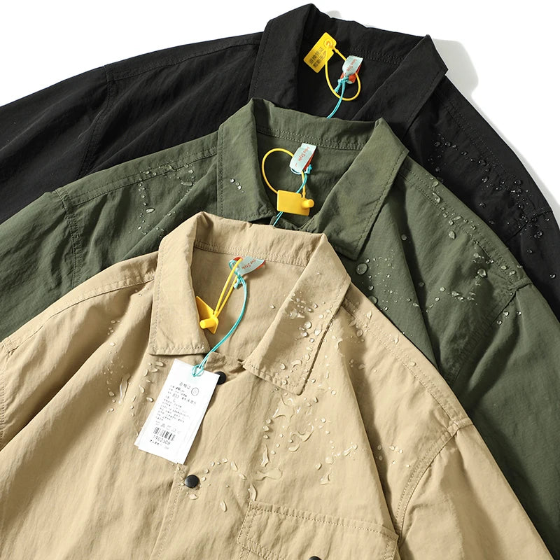 Men Shirts Fashion Business Outdoor Function Waterproof Sunscreen Quick Drying Breathable Summer shirt