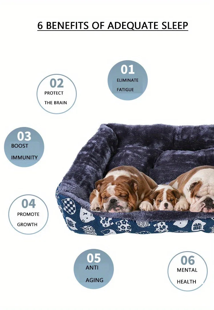 Winter Dog Bed Sofa Mat, Plush Calming Pet Basket Cushion