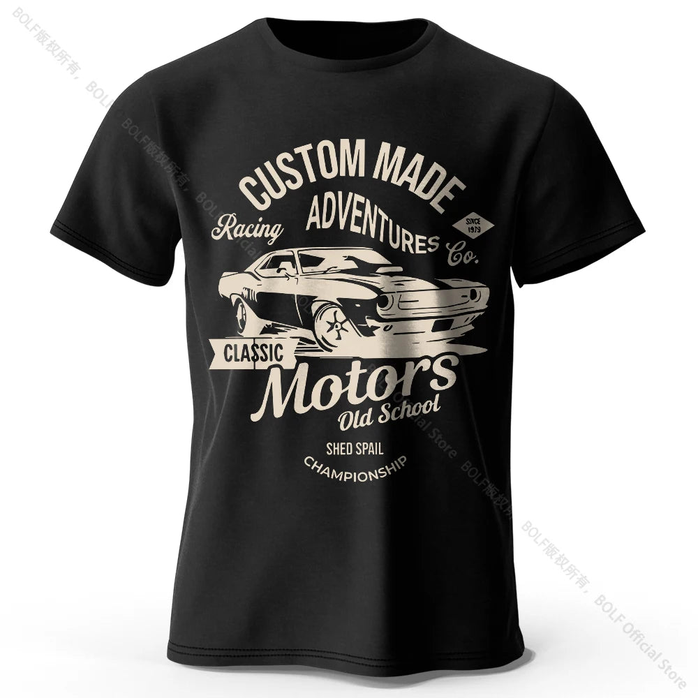 Men’s Motors Printed T-Shirt – 100% Cotton Oversized Vintage Graphic Tee for Men &amp; Women