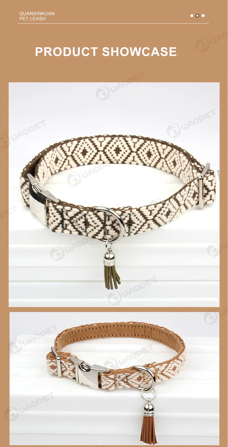 Bohemian Ethnic Style Pet Collar: Luxurious Adjustable Multi-Color Neckband