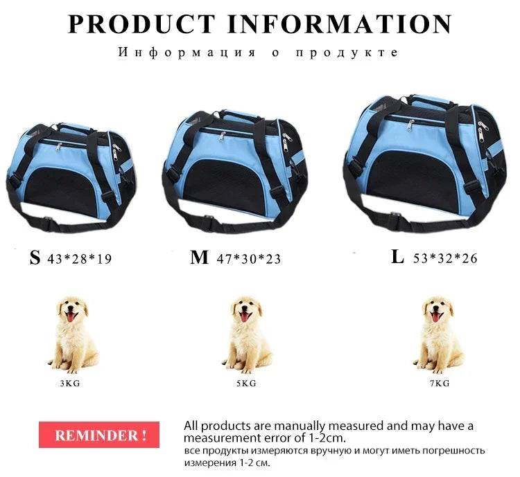 Portable Cat & Dog Carrier Bag – Foldable Breathable Mesh Pet Travel Handbag