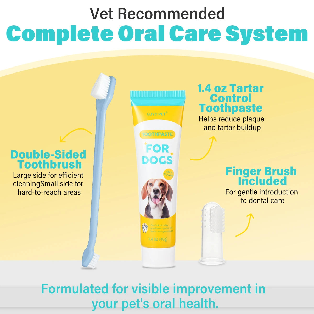 Dog & Cat Dental Care Kit - Fresh Milk Toothpaste & Deep Clean Toothbrush