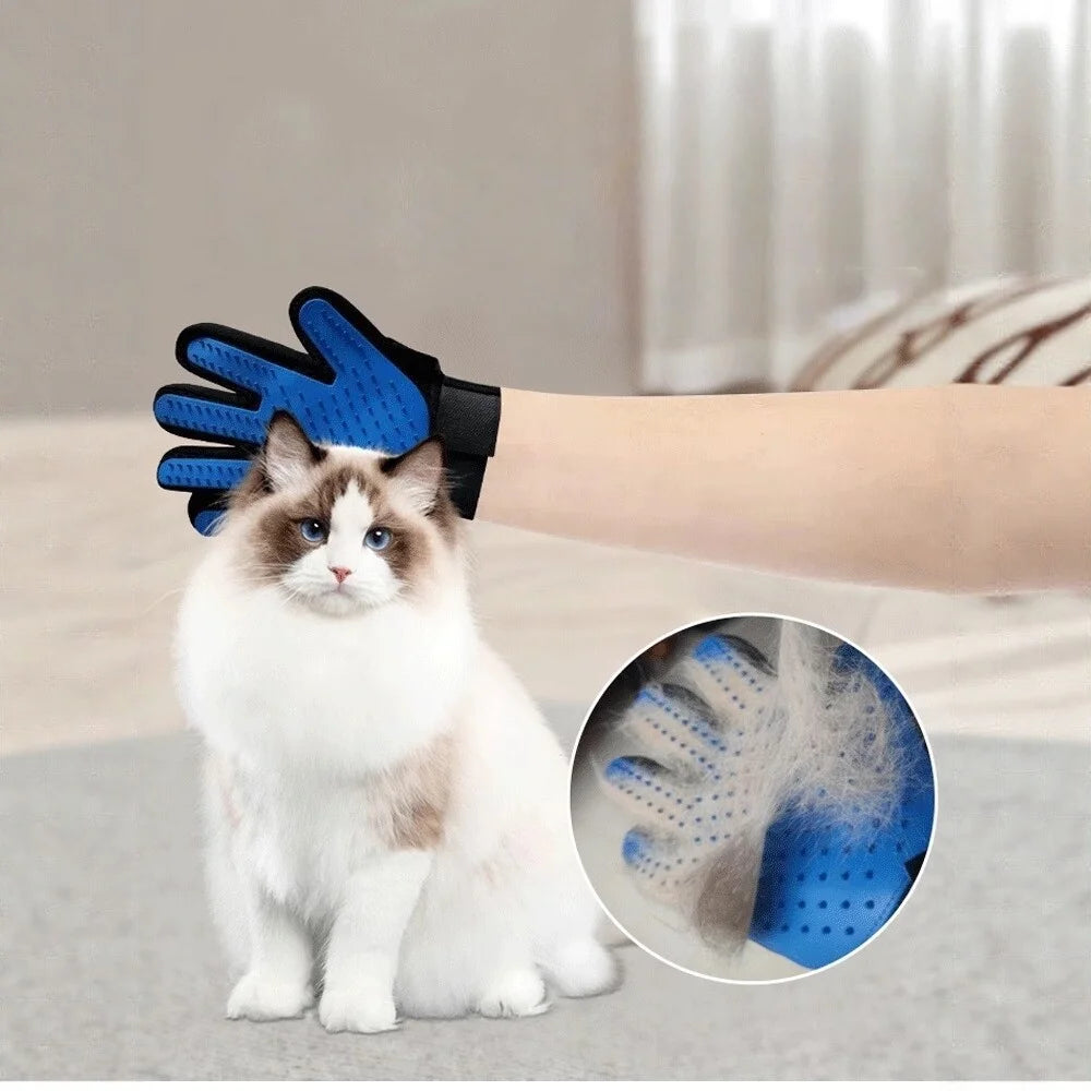 True Touch Pet Grooming Gloves - Silicone Deshedding Brush & Bath Mitt