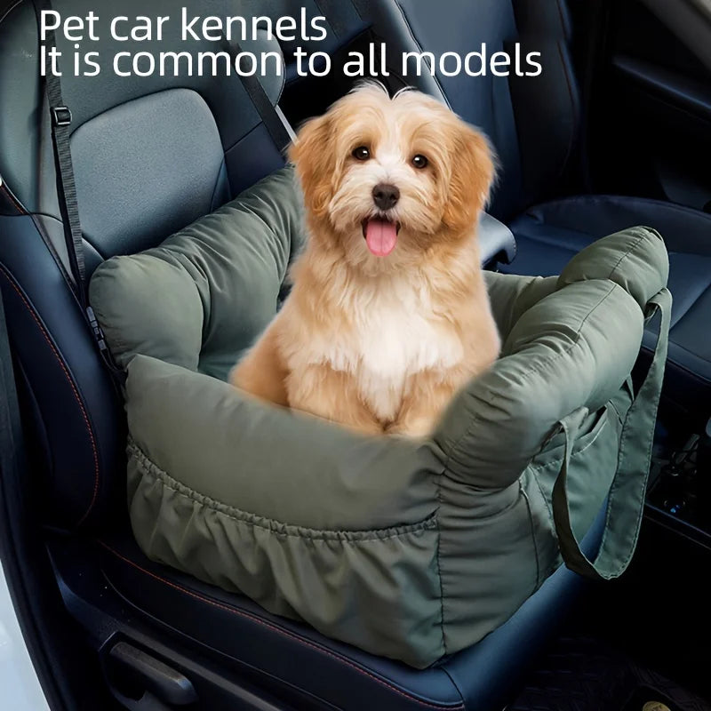 Dog Car Seat with Safety Belt, Washable Non-Slip Pet Booster Bed