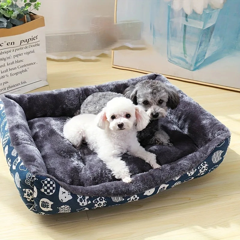 Winter Dog Bed Sofa Mat, Plush Calming Pet Basket Cushion
