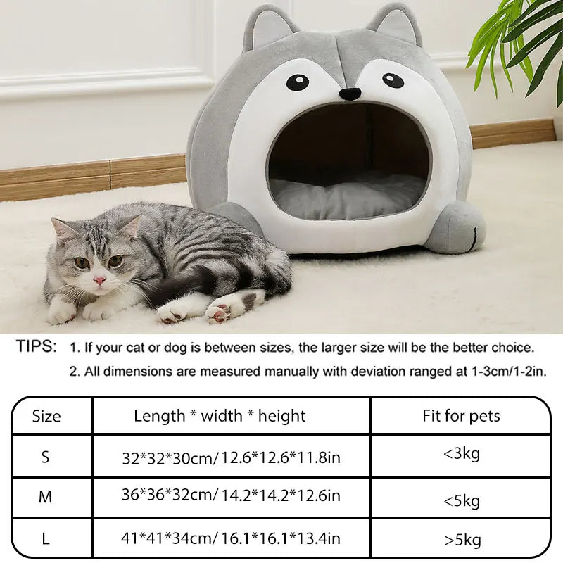 Ultra-Soft Pet Lounger Bed - 2-in-1 Cushion Nest Cave for Cats & Puppies