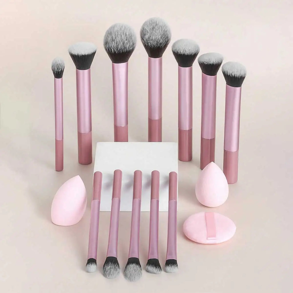 12-Piece Multi-Functional Makeup Brush Set with Sponge - Complete Collection for Foundation, Eyeshadow - PULSE MART