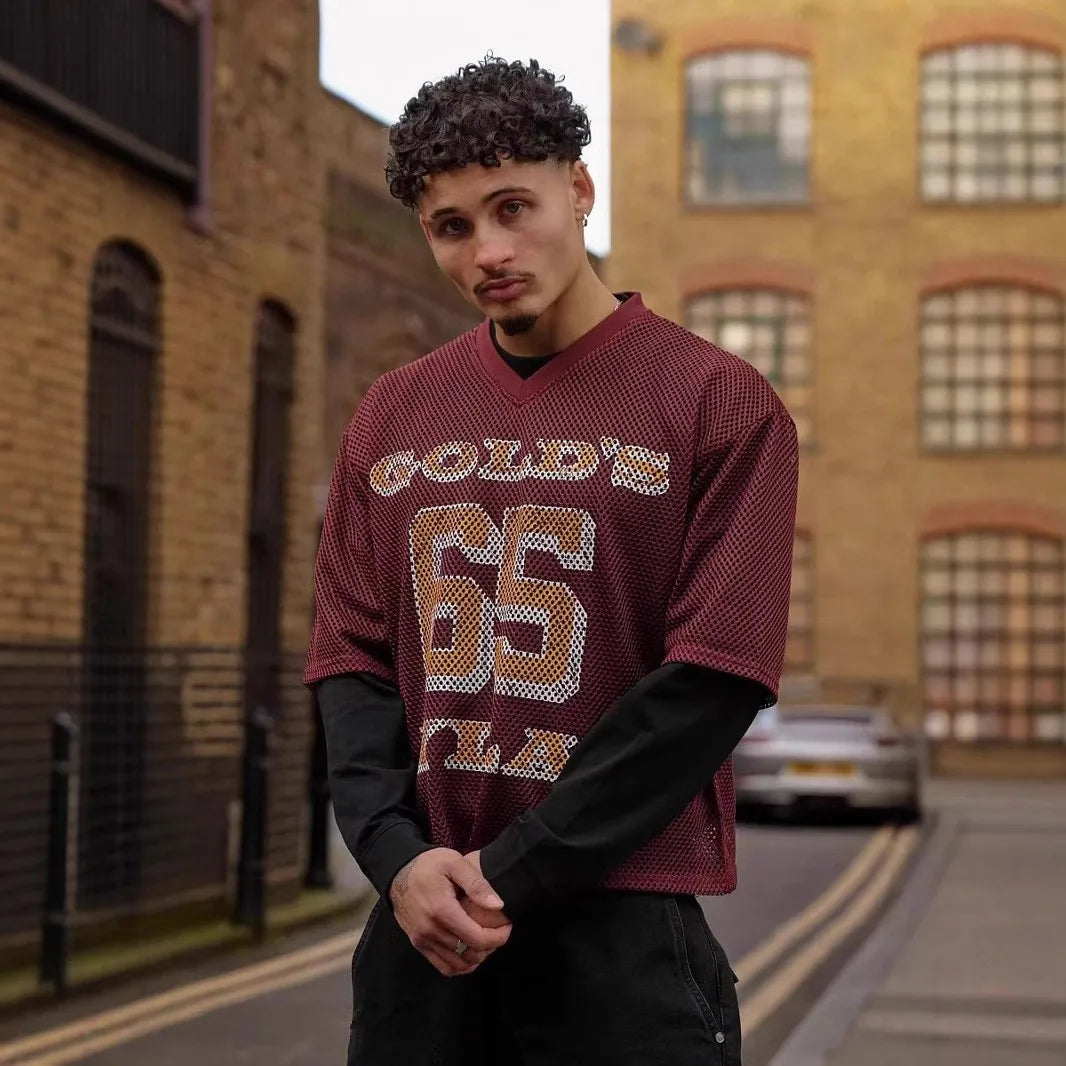 Men’s Summer Sports V-Neck T-Shirt – Loose Fit Gym Running Leisure Top