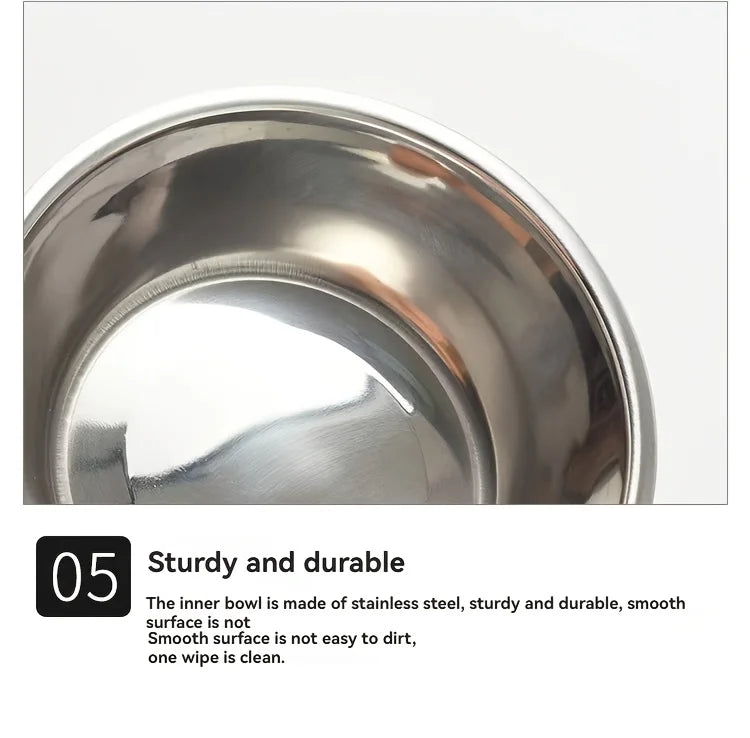 Stainless Steel Double Pet Bowls - Non-Skid Dual Food & Water Station
