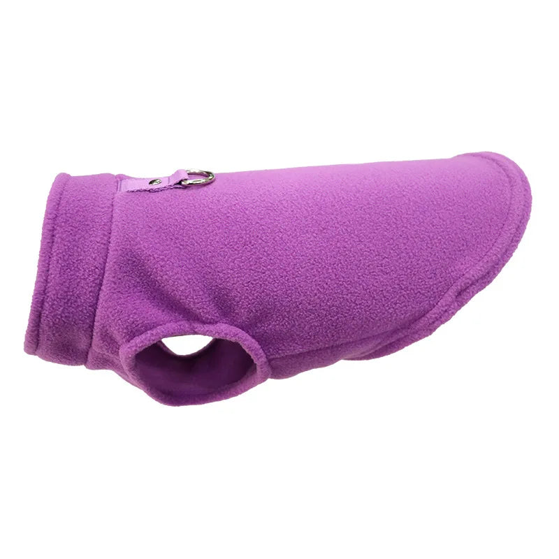 Winter Fleece Dog Jacket with Harness D-Ring - Warm Step-In Vest for Small Dogs
