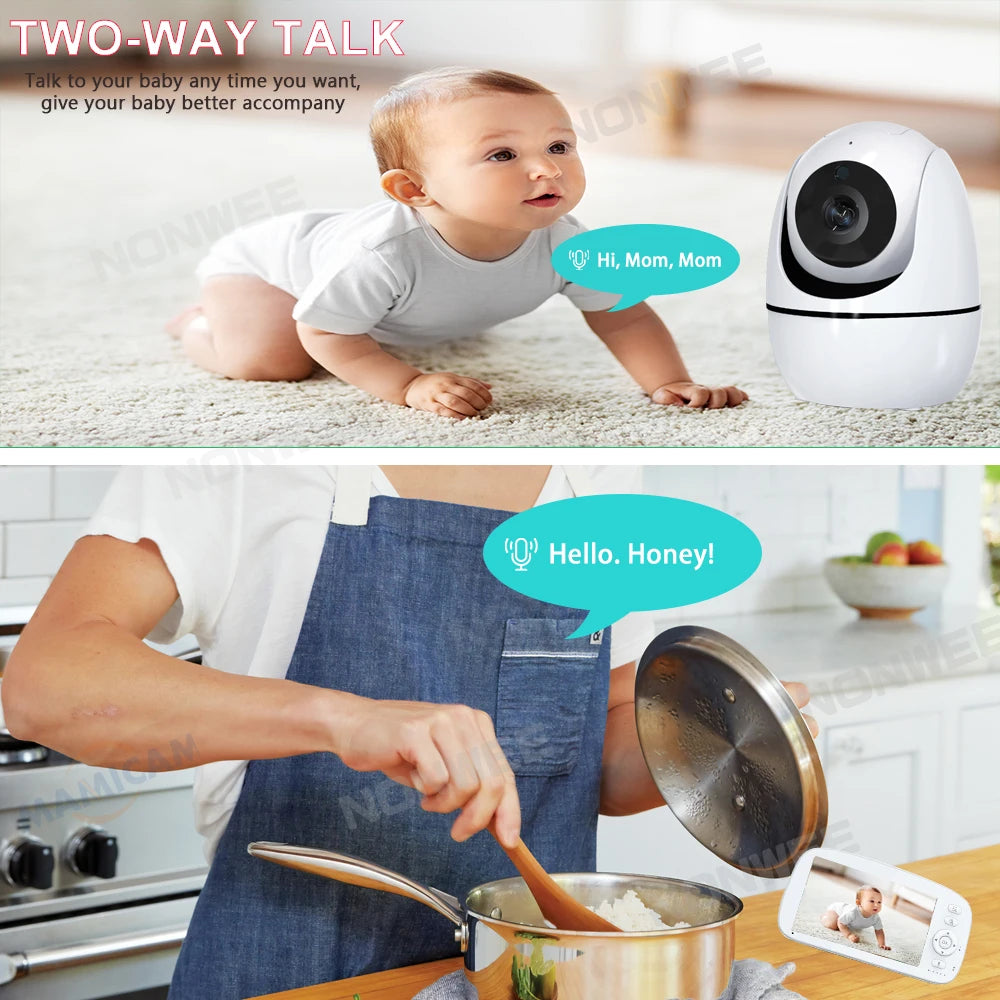 5" HD Baby Monitor with 2.4G FHSS Technology | 5000mAh Battery, 35H Long Lasting | Temperature Alert, VOX Mode, 360° Pan-Tilt | - PULSE MART