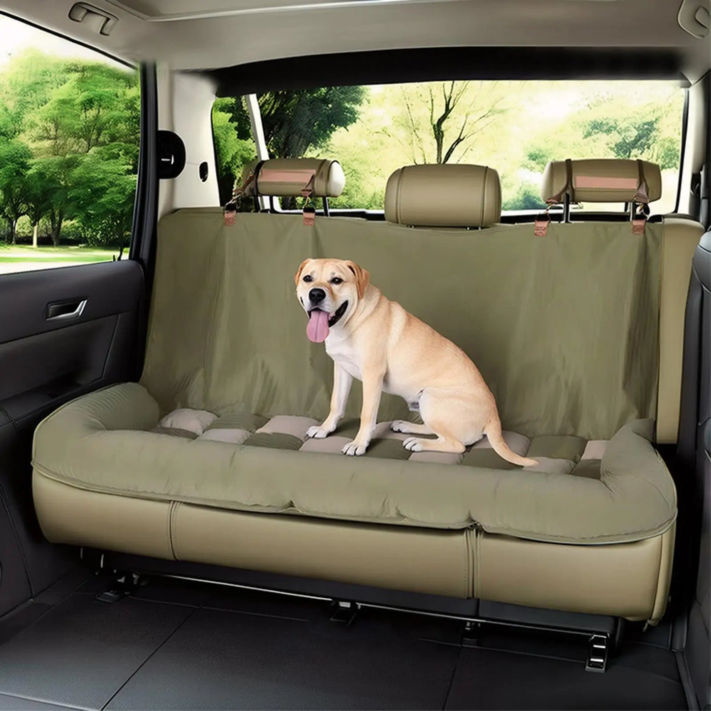 Foldable Dog Car Seat Cover – Waterproof Back Seat Pet Mat for Cars, SUVs, Trucks and RVs