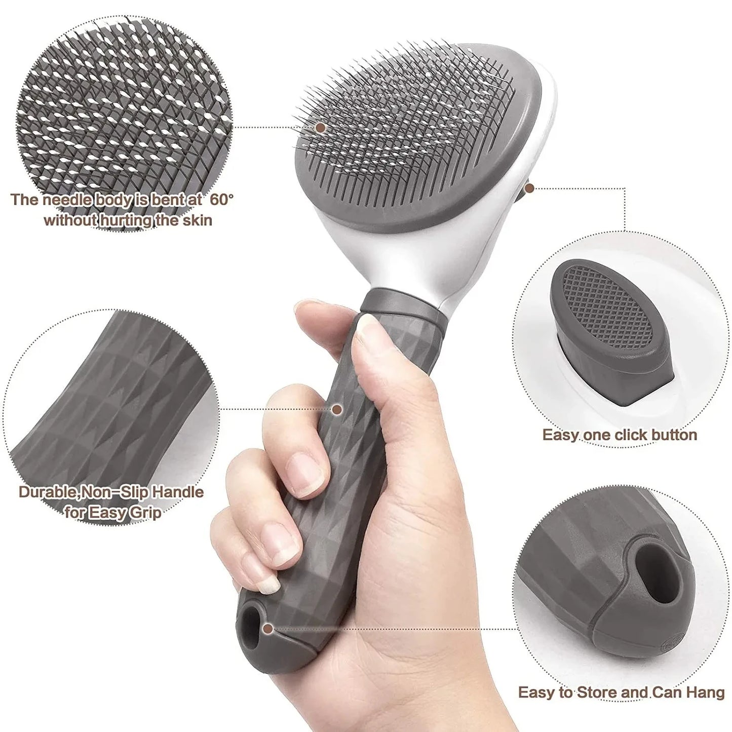 Self-Cleaning Pet Grooming Brush – Cat & Dog Deshedding Hair Remover Brush