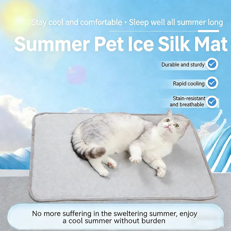 Summer Ice Silk Pet Cooling Mat Waterproof Dog Cat Sleeping Pad