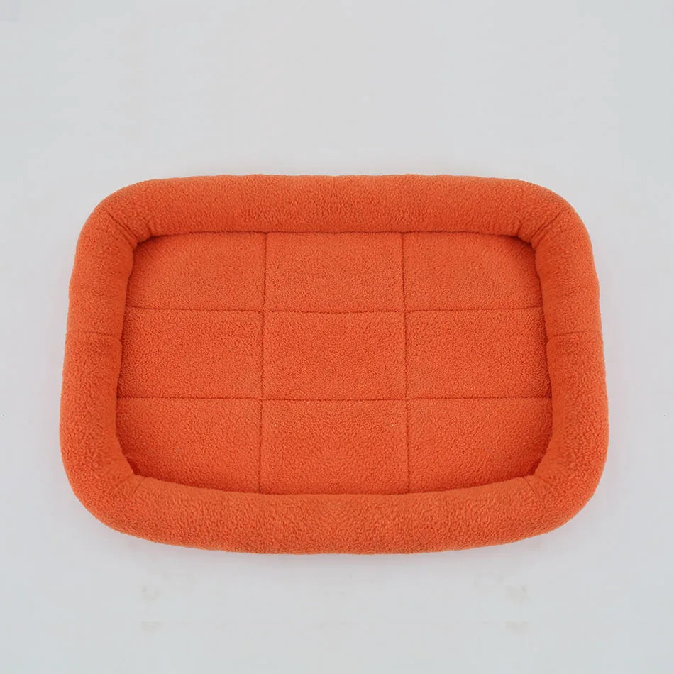 Soft Plush Pet Bed – Square Kennel Cushion for Cats & Dogs