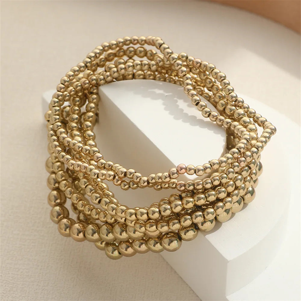 New Beaded Bracelets for Women Charm Link Chain Bracelets Bangles Handmade Gold Color