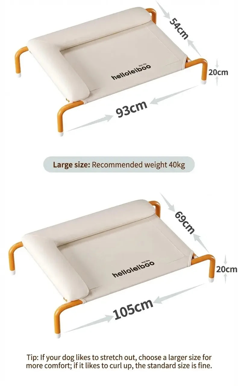 Elevated Mesh Dog Bed with Pillow, Raised Outdoor Patio Cot
