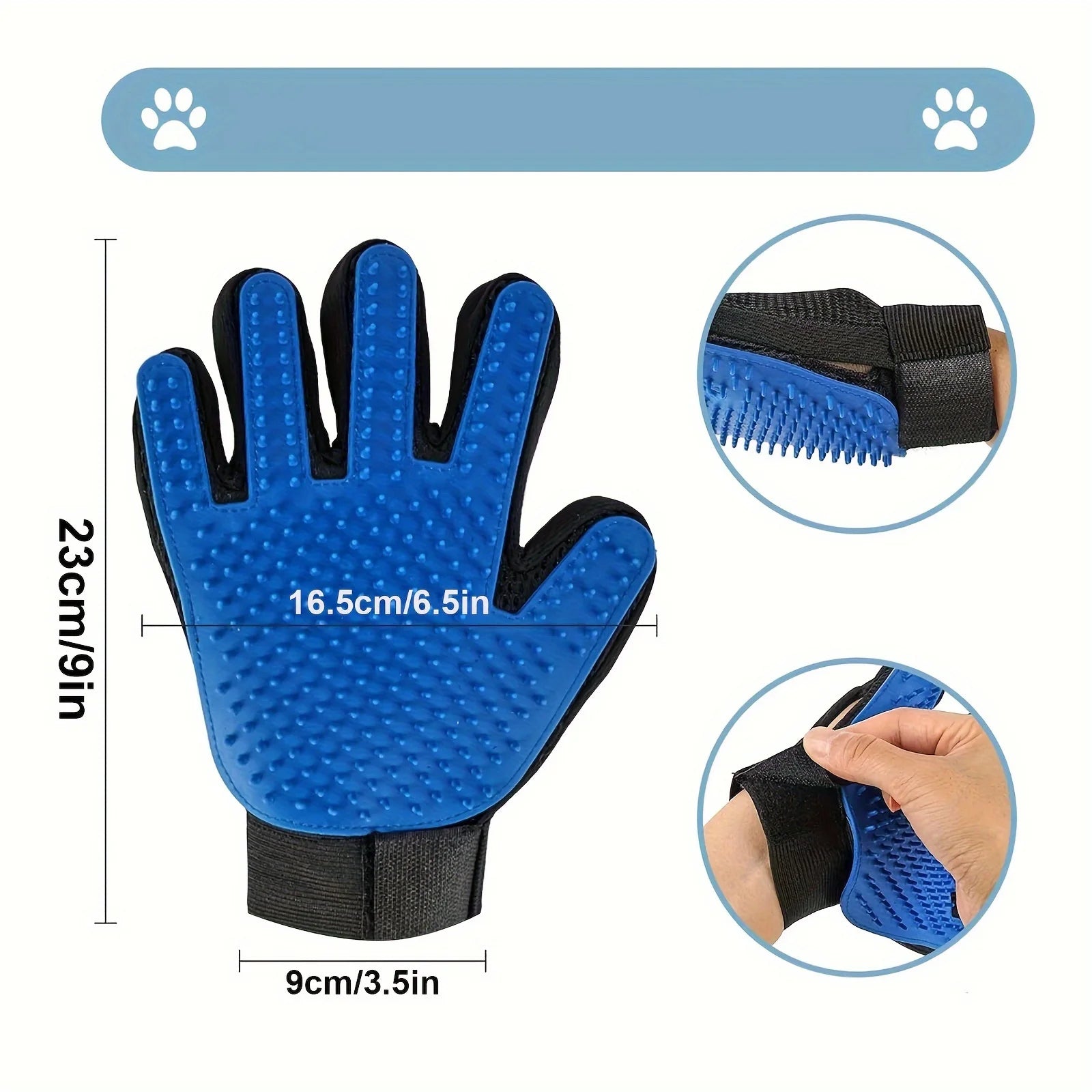 Pet Grooming Glove – Hair Remover & Massage Brush for Dogs and Cats (1 Pair)