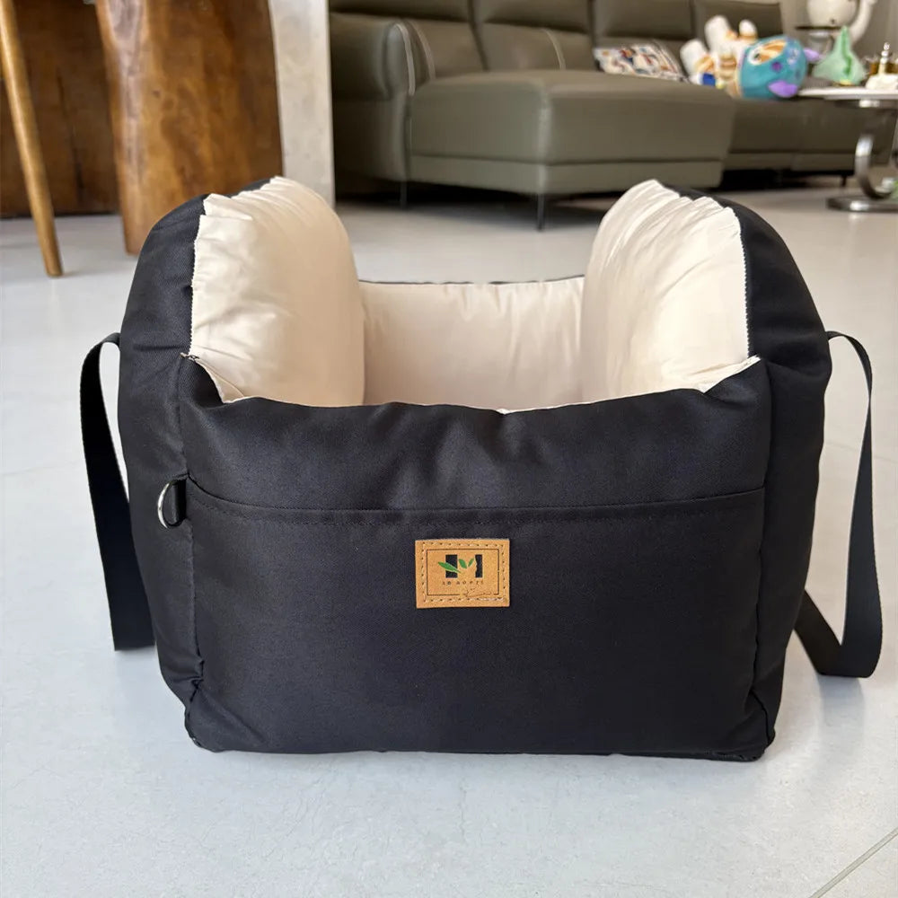 Four-Season Dog Car Seat with Safety Belt, Washable Pet Booster Nest