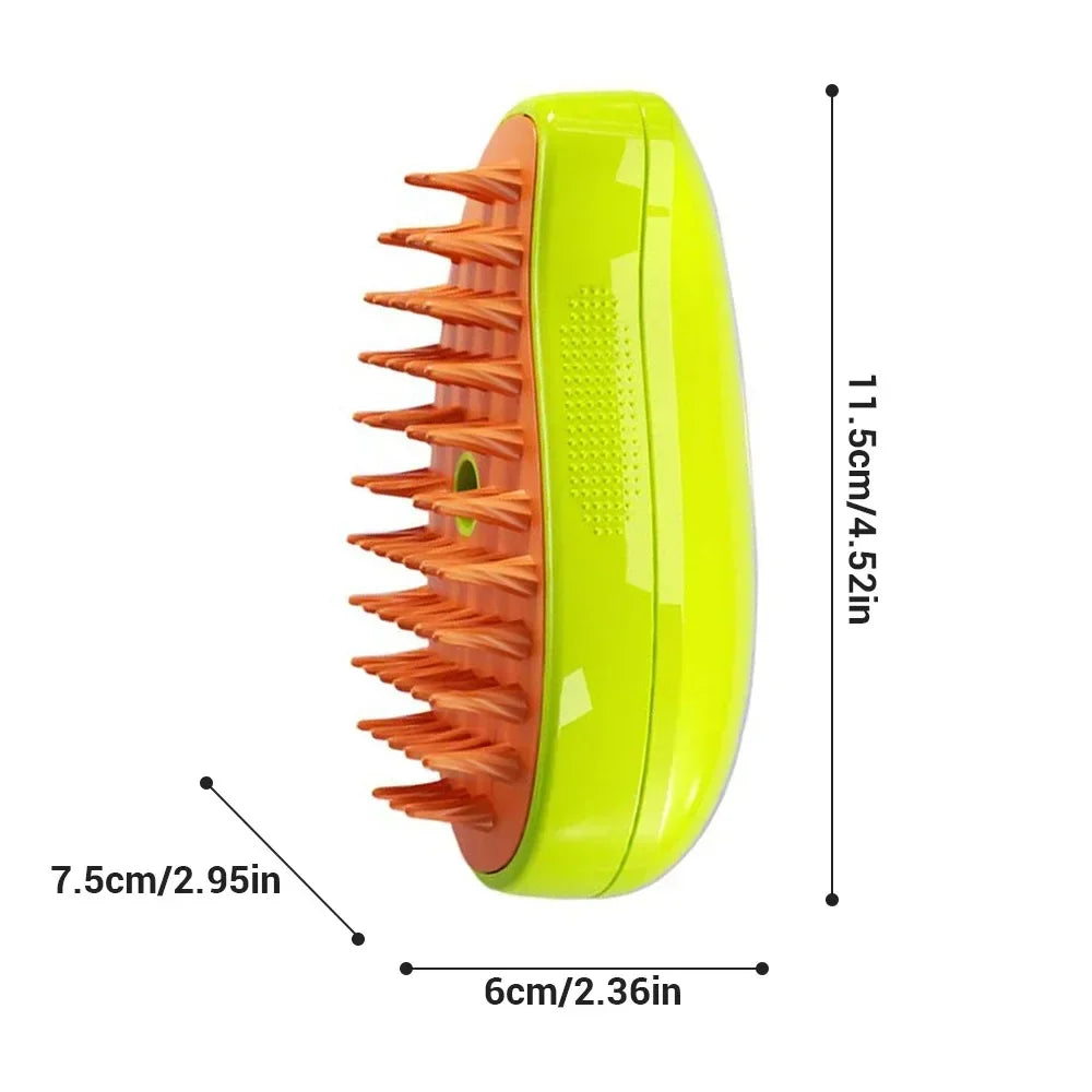 3-in-1 Electric Pet Steam Brush – Cat & Dog Grooming Brush with Spray & Massage Comb