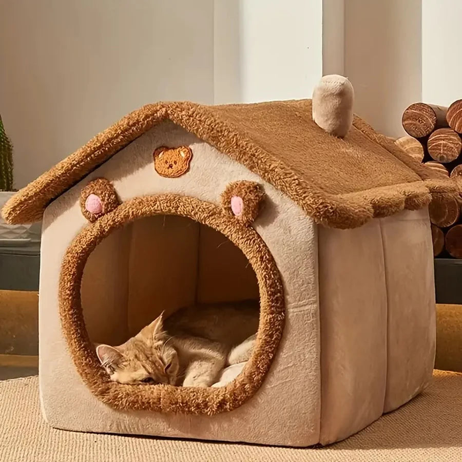 Foldable Pet House – Removable Washable Cat House & Cozy Bed for Cats & Small Dogs
